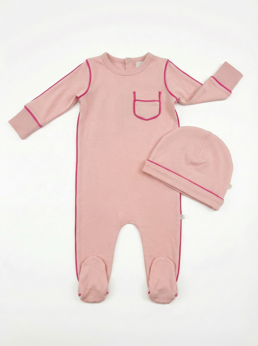 Blush Piping Footie set