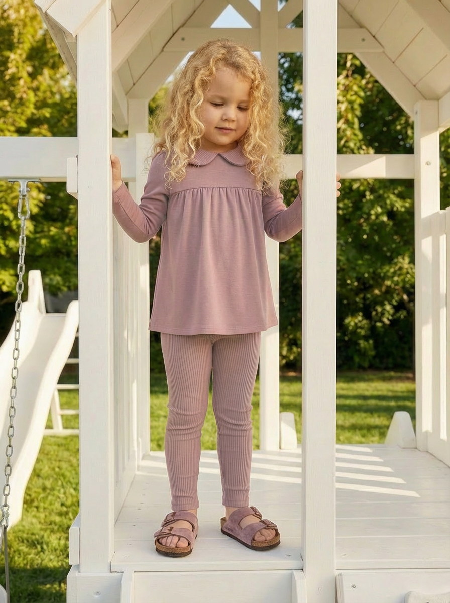 Mauve Classic Collar Loungewear Set