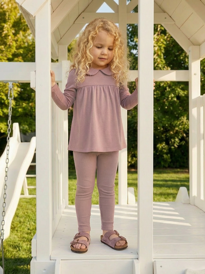 Mauve Classic Collar Loungewear Set