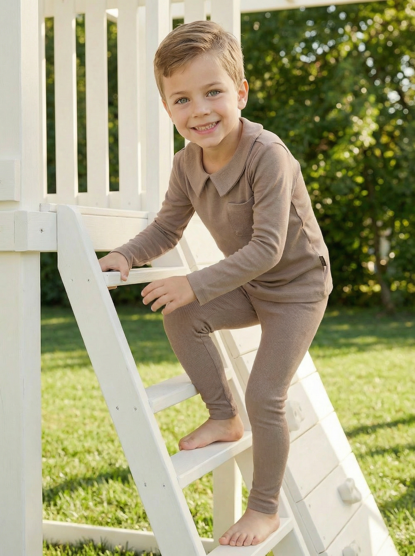 Taupe Classic Collar Loungewear Set