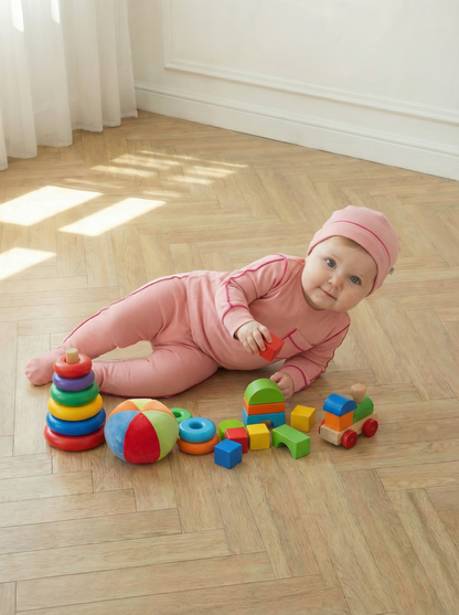 Blush Piping Footie set