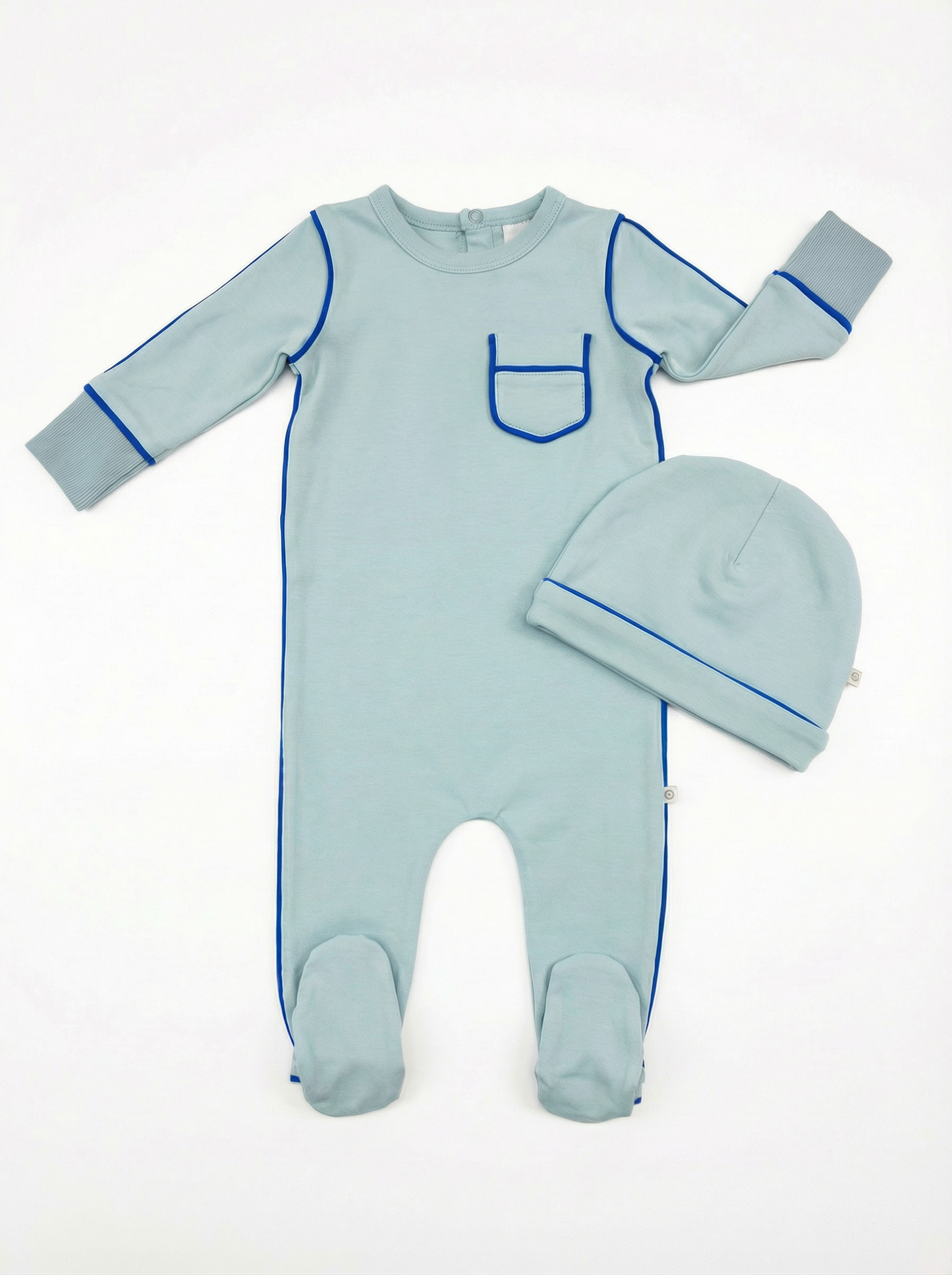 Blue Piping Footie set